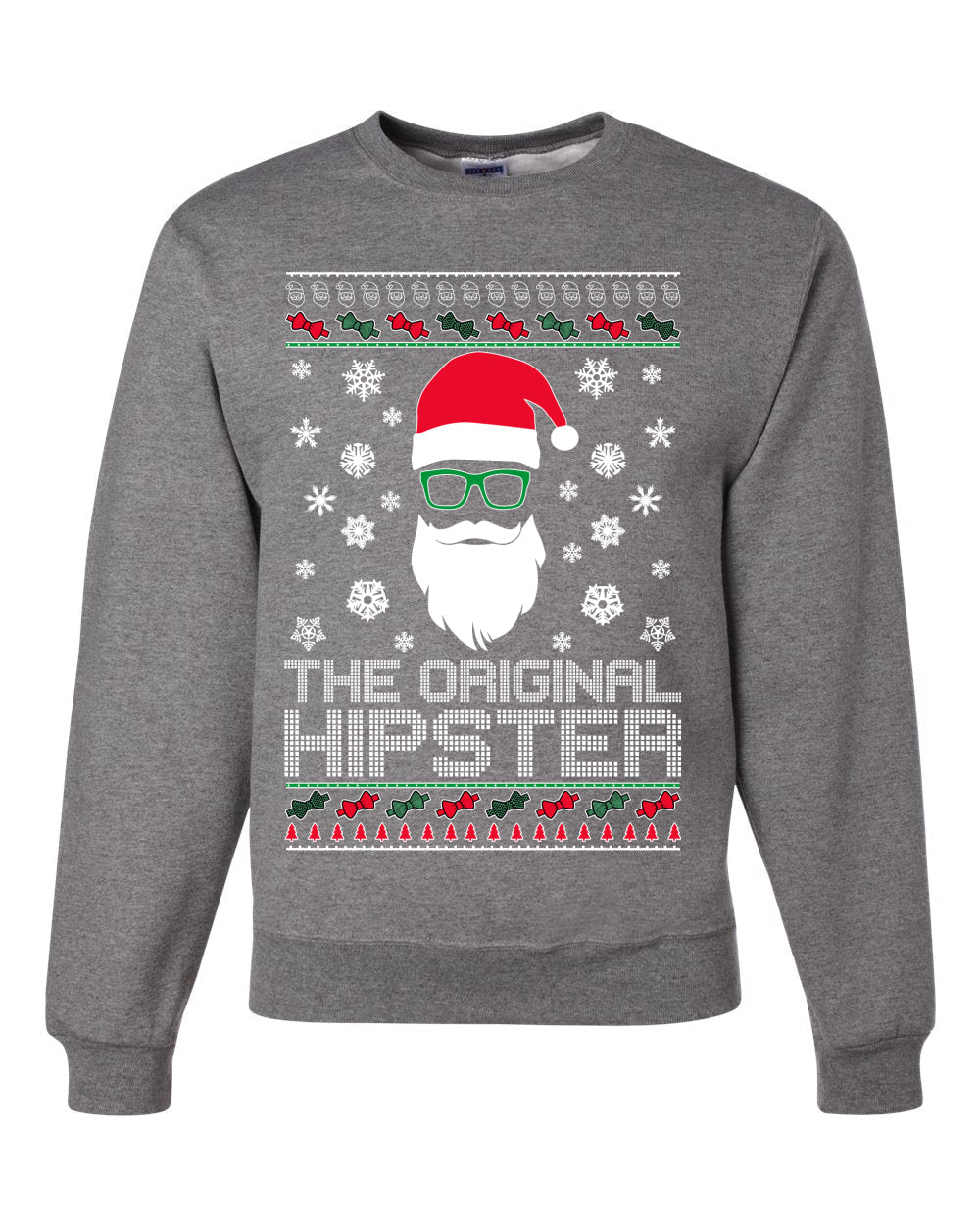 The Original Hipster Funny Santa Beard Xmas Christmas Unisex Crewneck Graphic Sweatshirt