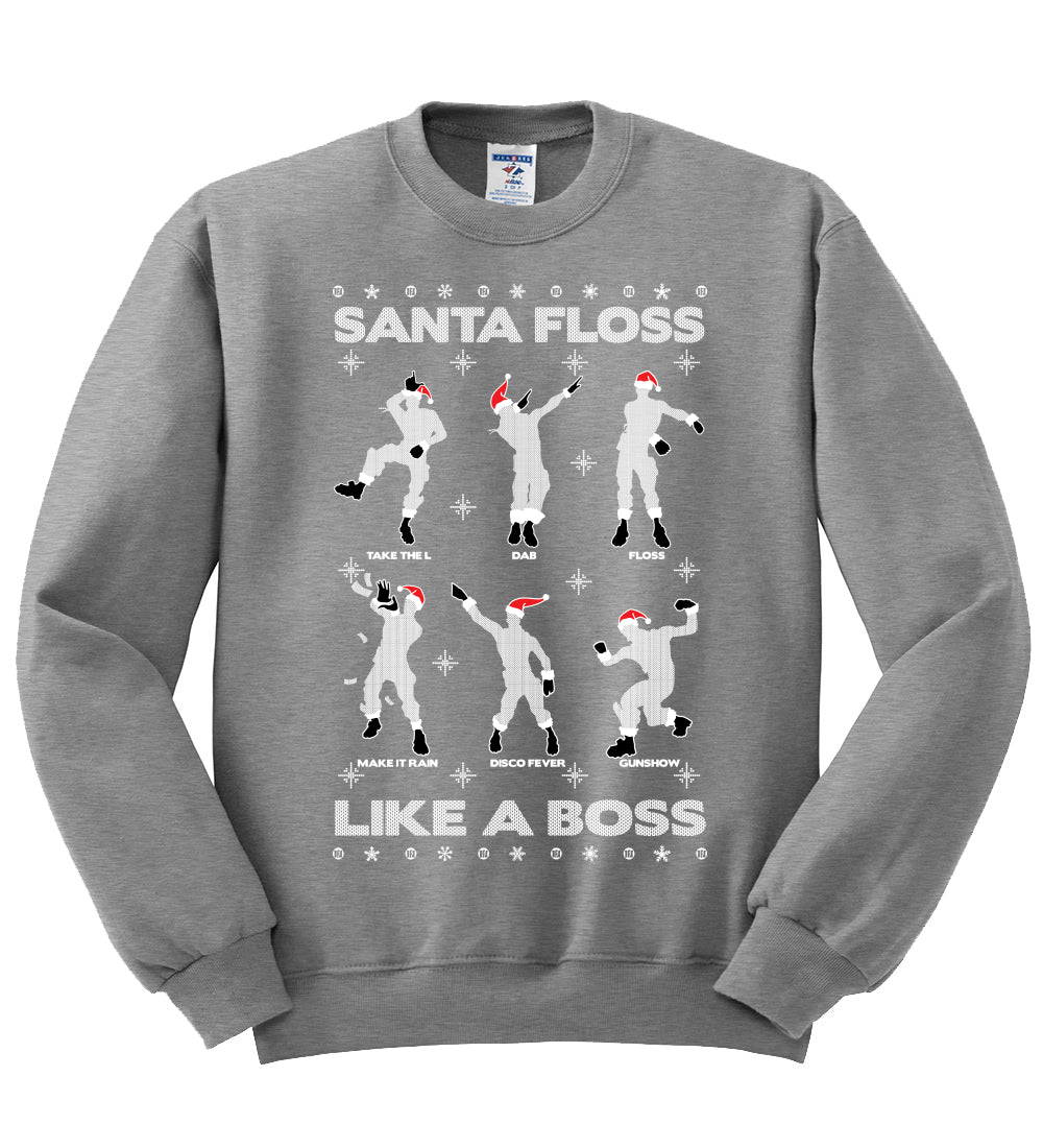 Santa Floss Like a Boss Dance Moves Christmas Unisex Crewneck Graphic Sweatshirt
