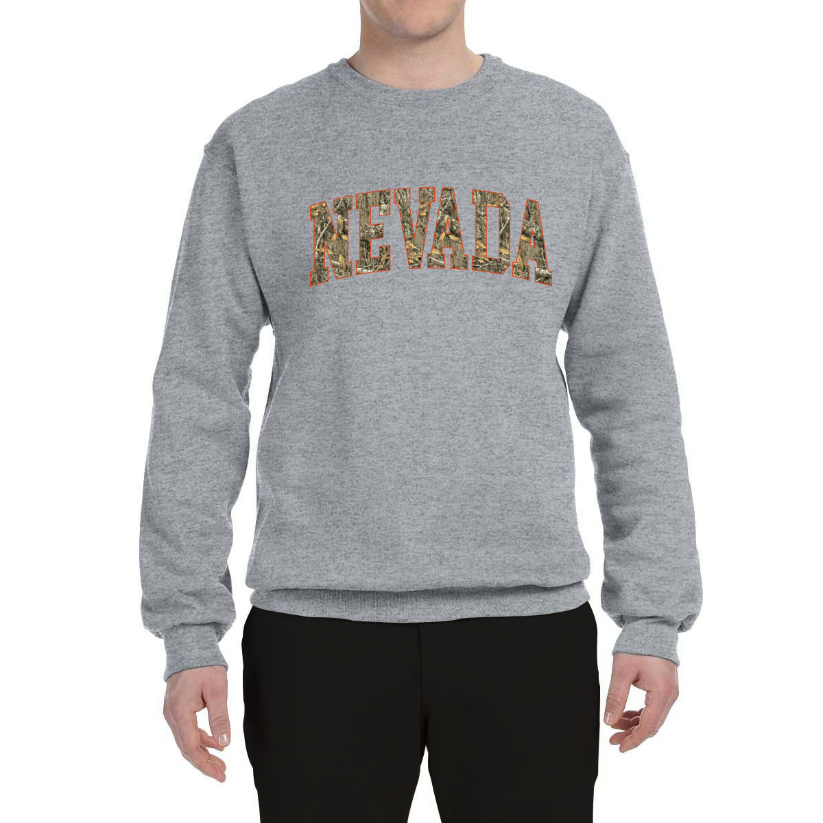 Nevada  Camo Fill Orange Outline Sweater, Unisex Crewneck Sweatshirts
