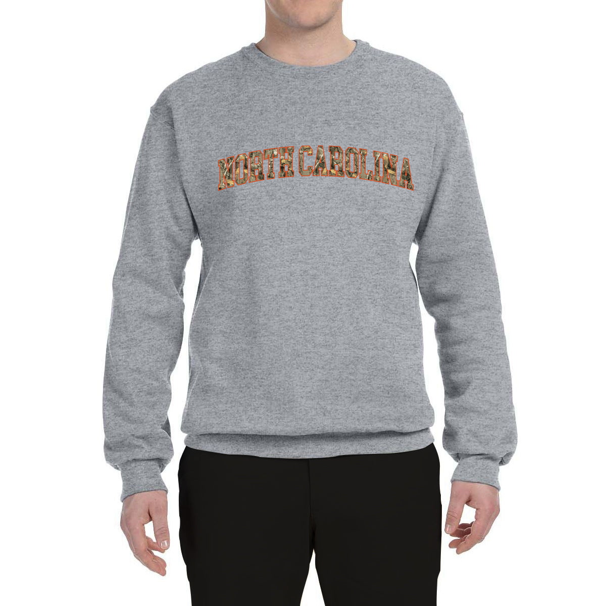 North Carolina  Camo Fill Orange Outline Sweater, Unisex Crewneck Sweatshirts