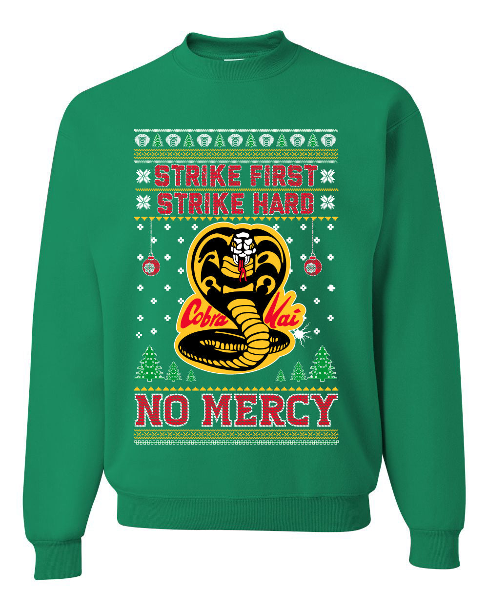 Strike First Strike Hard No Mercy Xmas Ugly Christmas Sweater Unisex Crewneck Graphic Sweatshirt