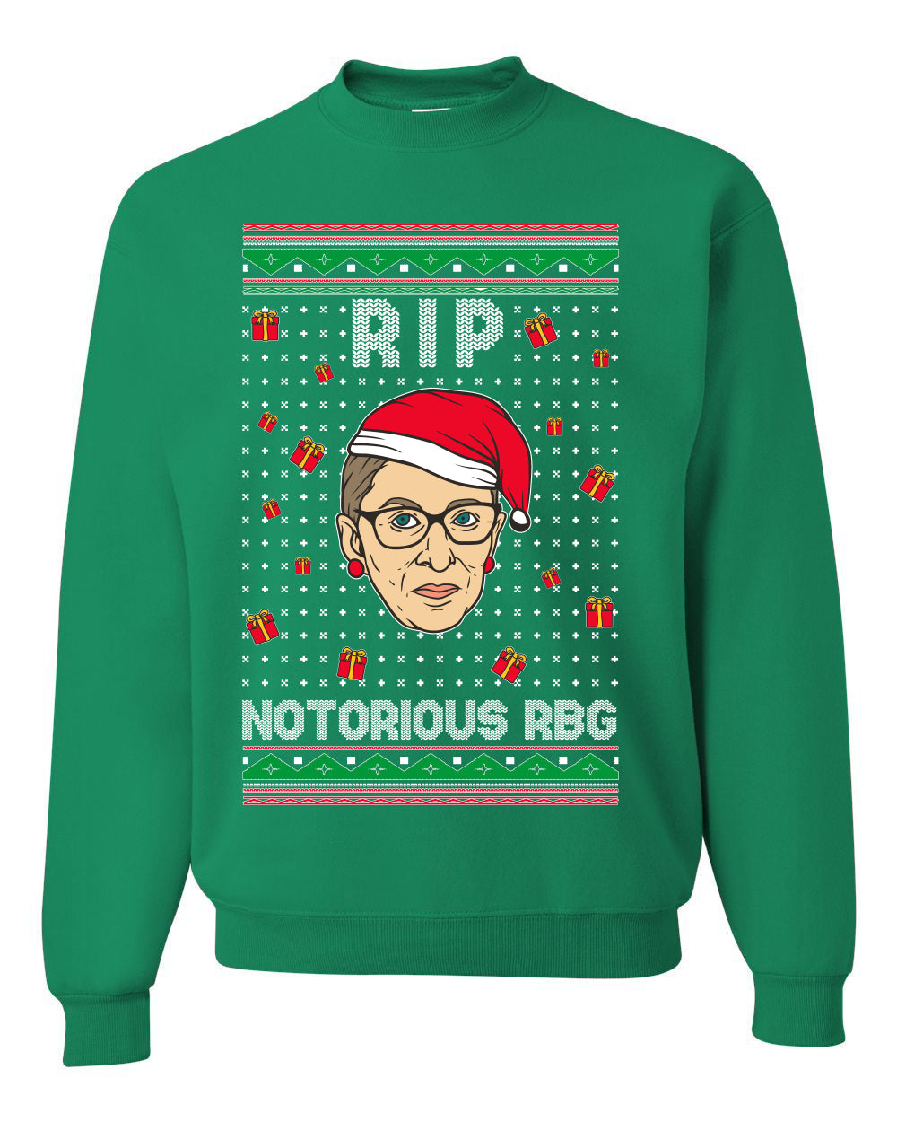 RIP Notorious RBG Ruth Bader Ginsburg Ugly Christmas Sweater Unisex Crewneck Graphic Sweatshirt