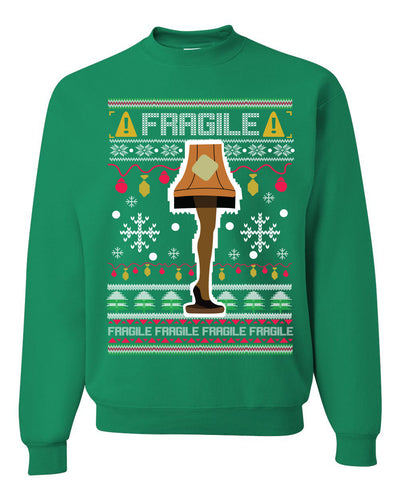 Fragile Leg Lamp Christmas Story Funny Xmas 80s Movie Christmas Unisex Crewneck Graphic Sweatshirt