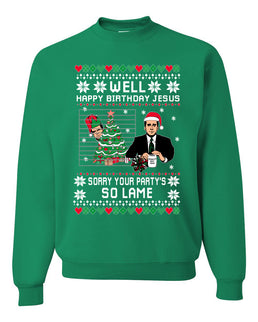 Well Happy Birthday Jesus Funny Quote Office Christmas Unisex Crewneck Graphic Sweatshirt