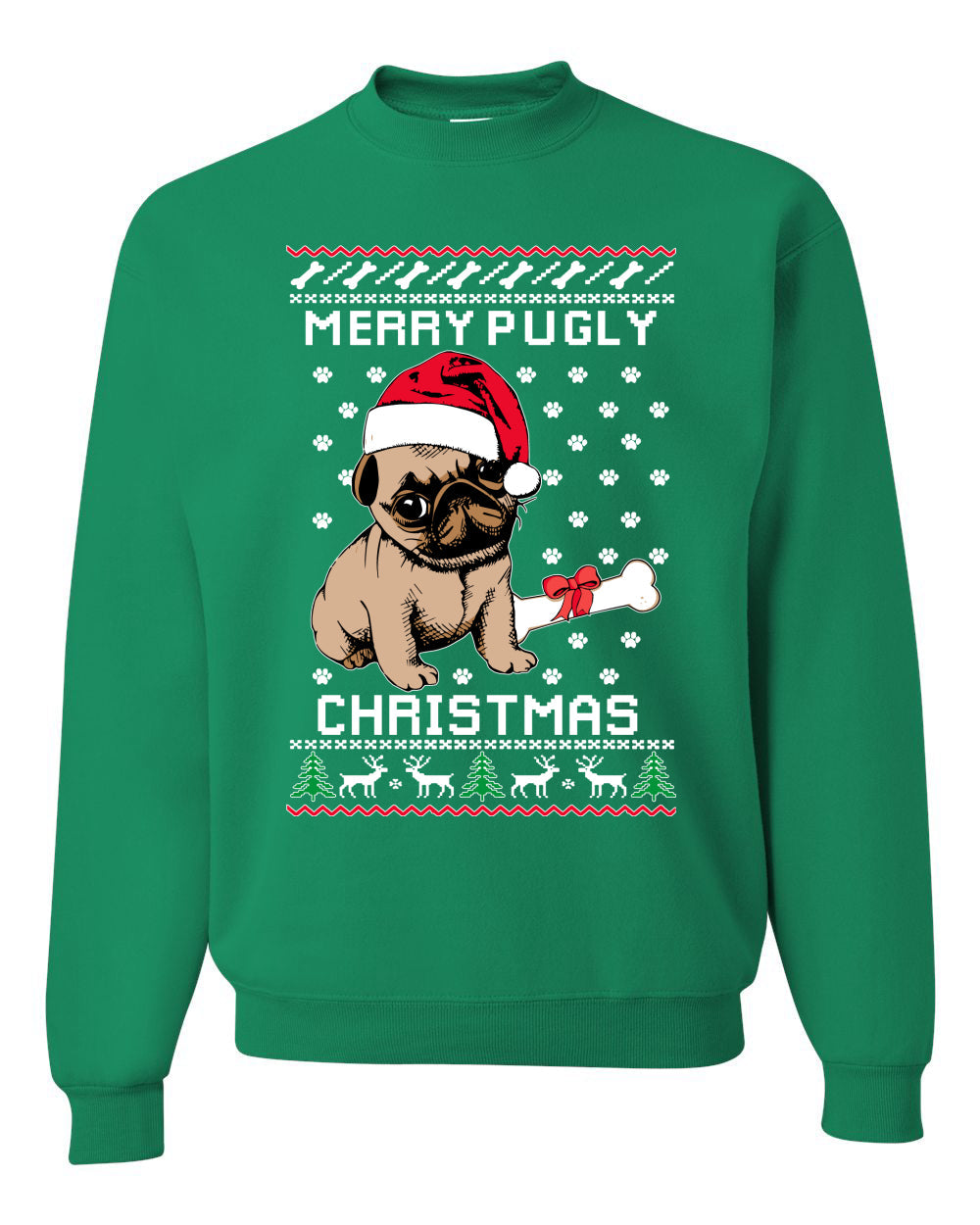 Merry Pugly Christmas Christmas Unisex Crewneck Graphic Sweatshirt