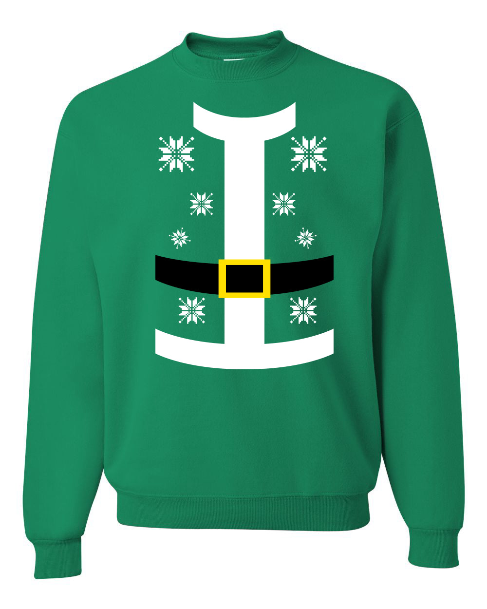 Santa Suit with Belt Snowflakes Christmas Unisex Crewneck Graphic Sweatshirt