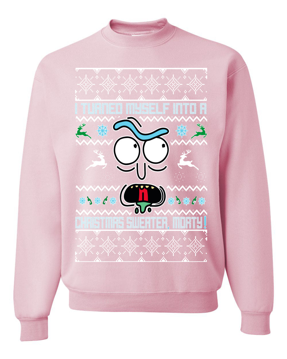 i turned myself into a christmas sweater morty Christmas Unisex Crewneck Graphic Sweatshirt