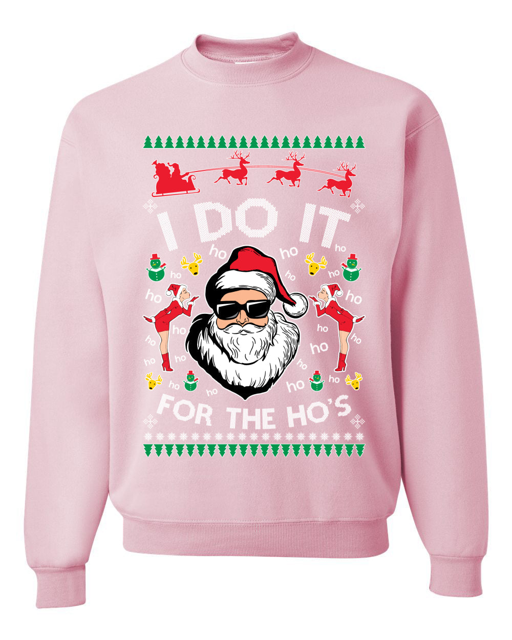 I do it for the Ho's Xmas Ugly Christmas Sweater  Christmas Unisex Crewneck Graphic Sweatshirt