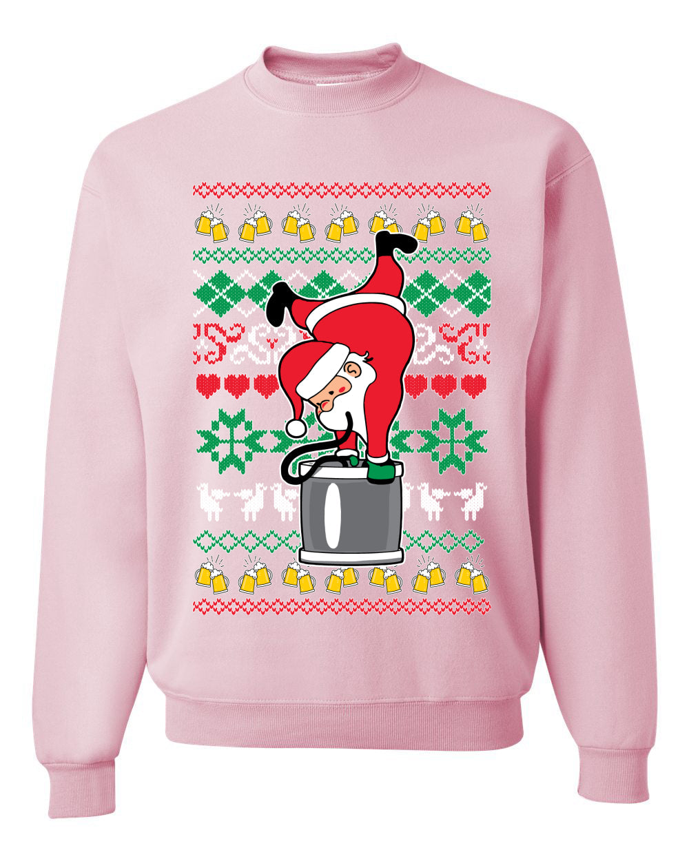 Santa Keg Stand Beer Drinking Drunk Ugly Christmas Sweater Christmas Unisex Crewneck Graphic Sweatshirt