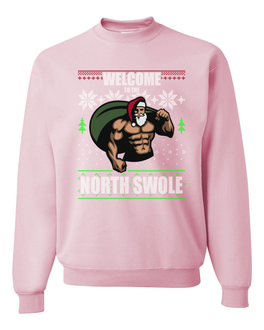 Funny Santa Gym Lifting Welcome to The North Swole Christmas Unisex Crewneck Graphic Sweatshirt