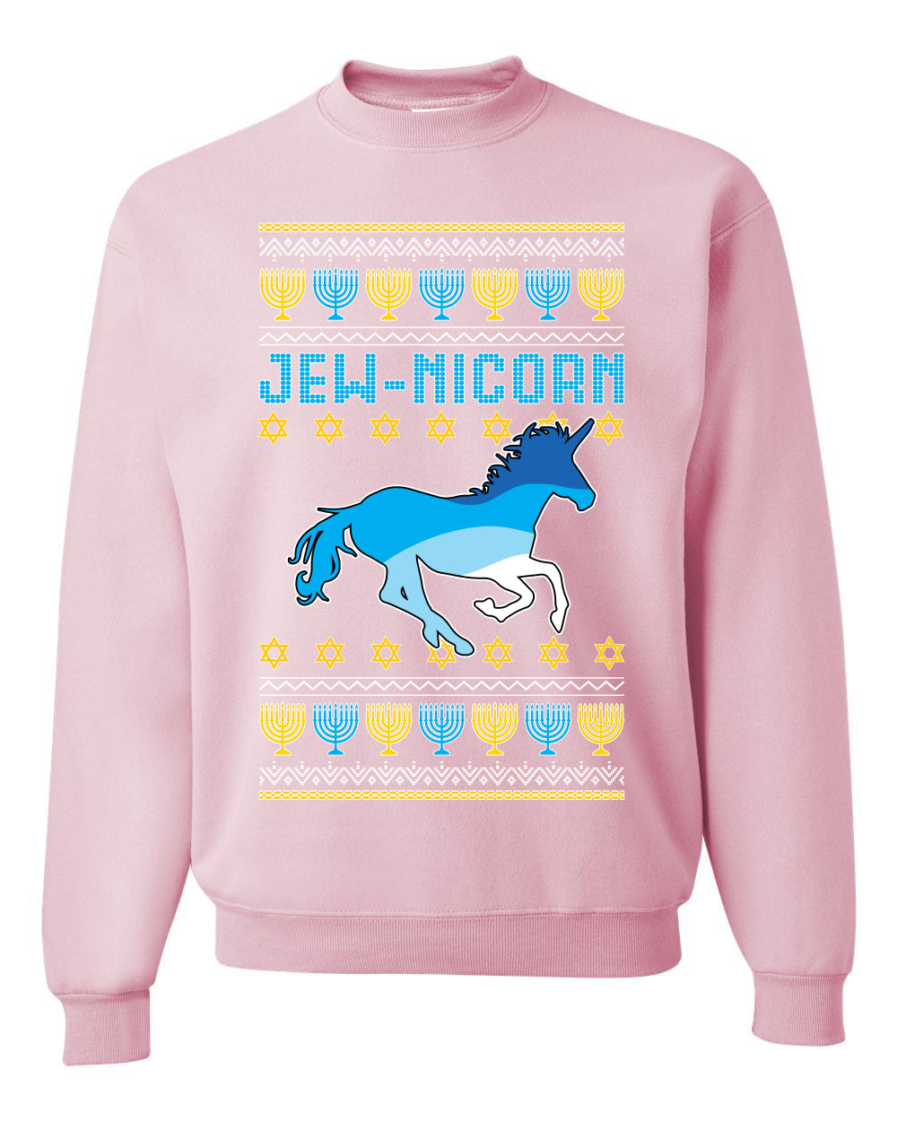 Jewnicorn Jewish Unicorn Funny Hanukkah Hanukkah Unisex Crewneck Graphic Sweatshirt