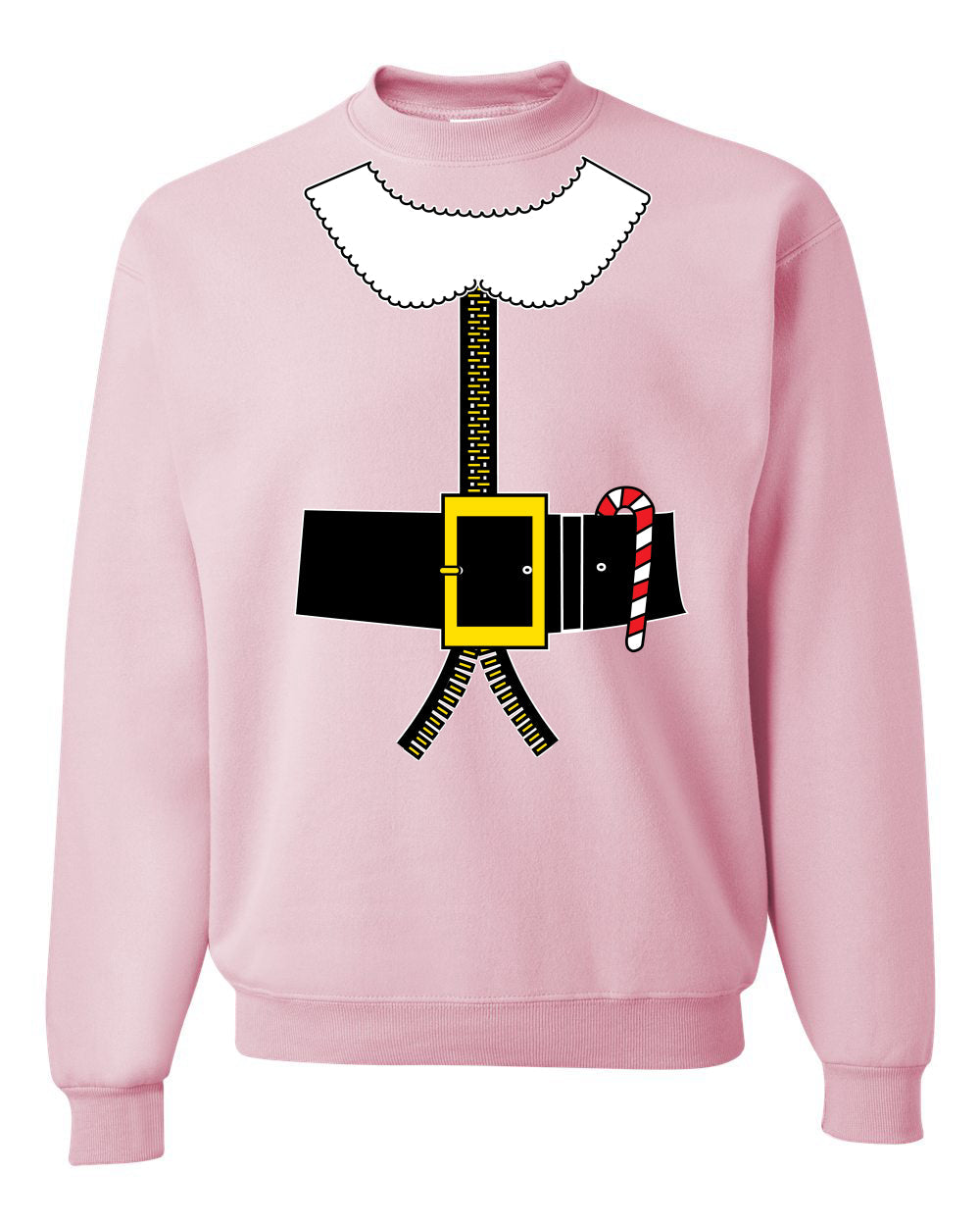 Santa Suit with Beard Belt Candy Cane Christmas Unisex Crewneck Graphic Sweatshirt