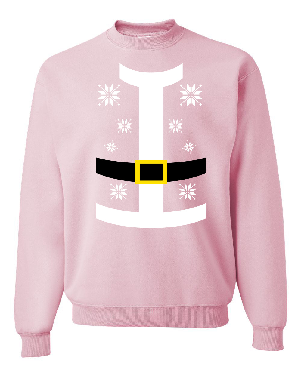 Santa Suit with Belt Snowflakes Christmas Unisex Crewneck Graphic Sweatshirt