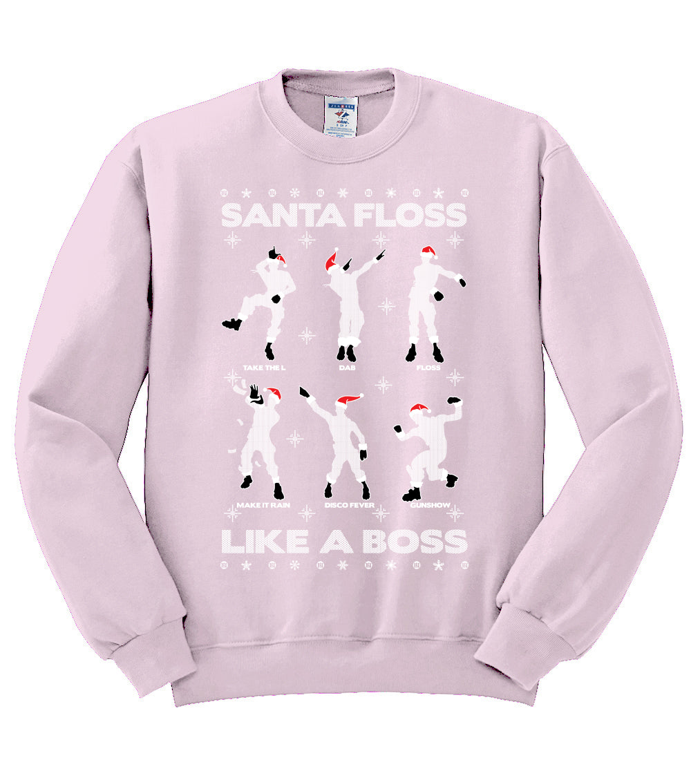Santa Floss Like a Boss Dance Moves Christmas Unisex Crewneck Graphic Sweatshirt