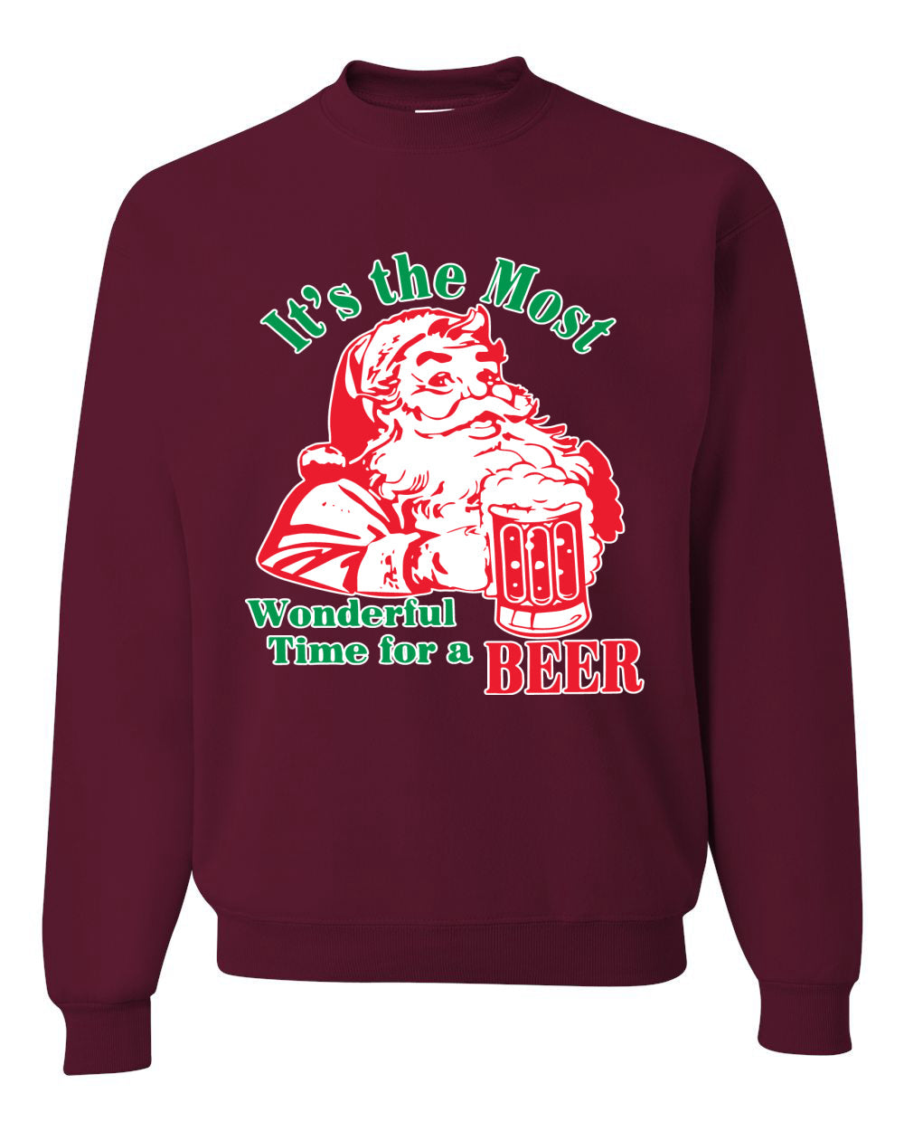 It is The Most Wonderful Time for a Beer Ugly Christmas Sweater Unisex Crewneck Graphic Sweatshirt