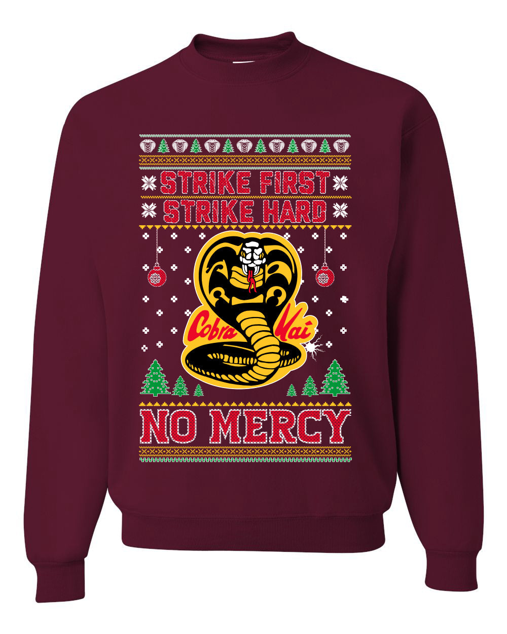 Strike First Strike Hard No Mercy Xmas Ugly Christmas Sweater Unisex Crewneck Graphic Sweatshirt