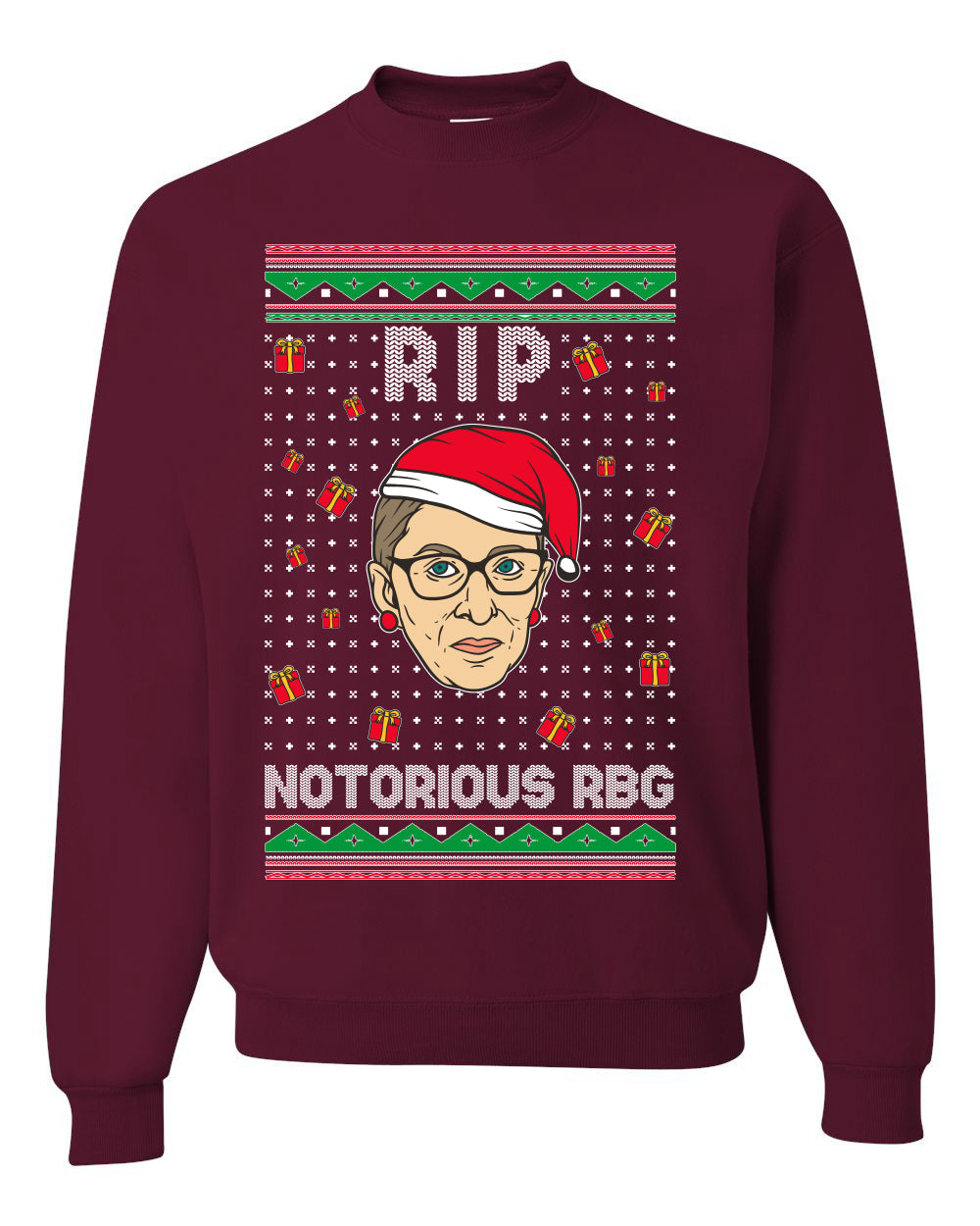 RIP Notorious RBG Ruth Bader Ginsburg Ugly Christmas Sweater Unisex Crewneck Graphic Sweatshirt