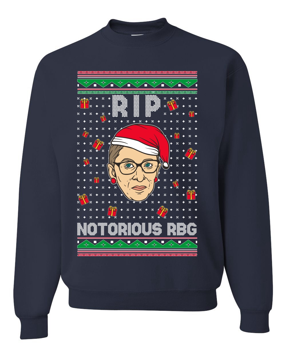 RIP Notorious RBG Ruth Bader Ginsburg Ugly Christmas Sweater Unisex Crewneck Graphic Sweatshirt