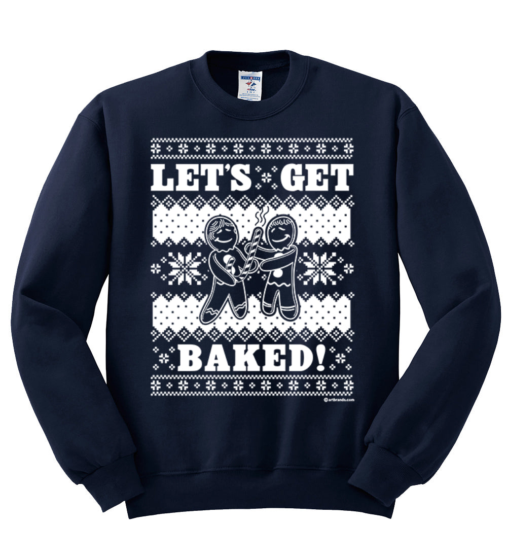 Let's Get Baked Holiday Ginger Bread Design Christmas Unisex Crewneck Graphic Sweatshirt