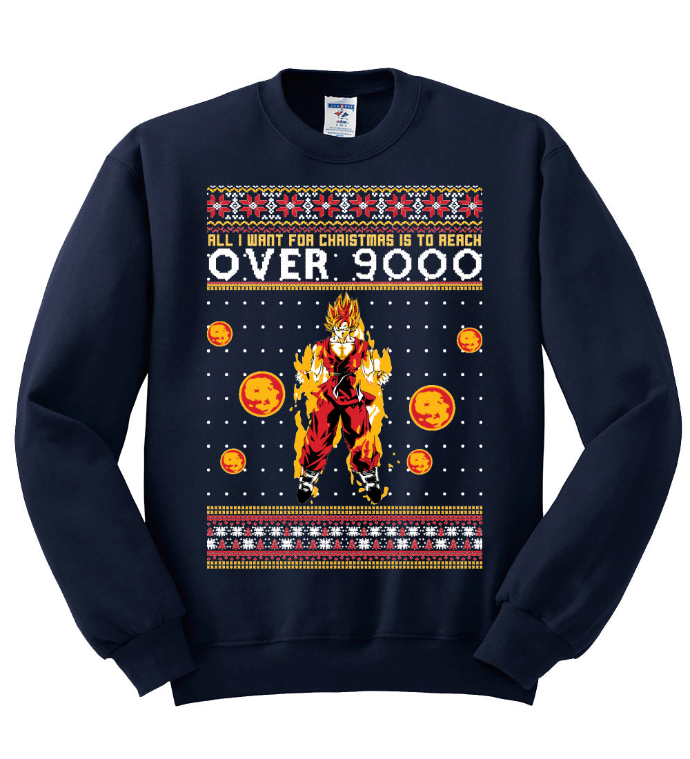 All I Want for Christmas is to Reach Over 9000 Christmas Unisex Crewneck Graphic Sweatshirt