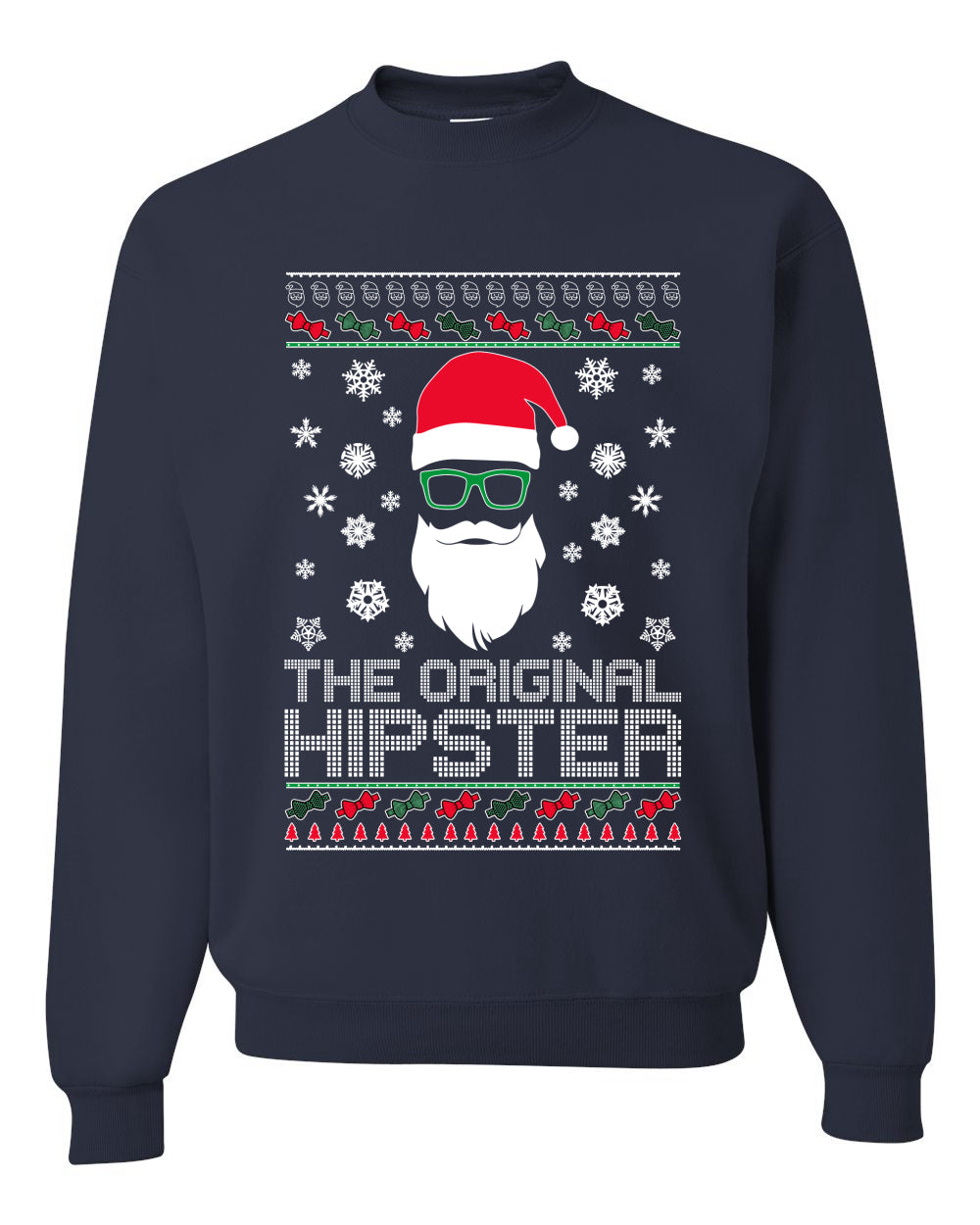 The Original Hipster Funny Santa Beard Xmas Christmas Unisex Crewneck Graphic Sweatshirt