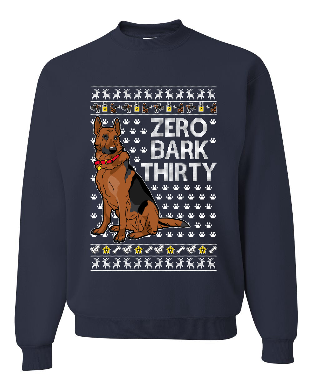 Zero Bark Thirty Funny Dog Xmas Ugly Christmas Unisex Crewneck Graphic Sweatshirt
