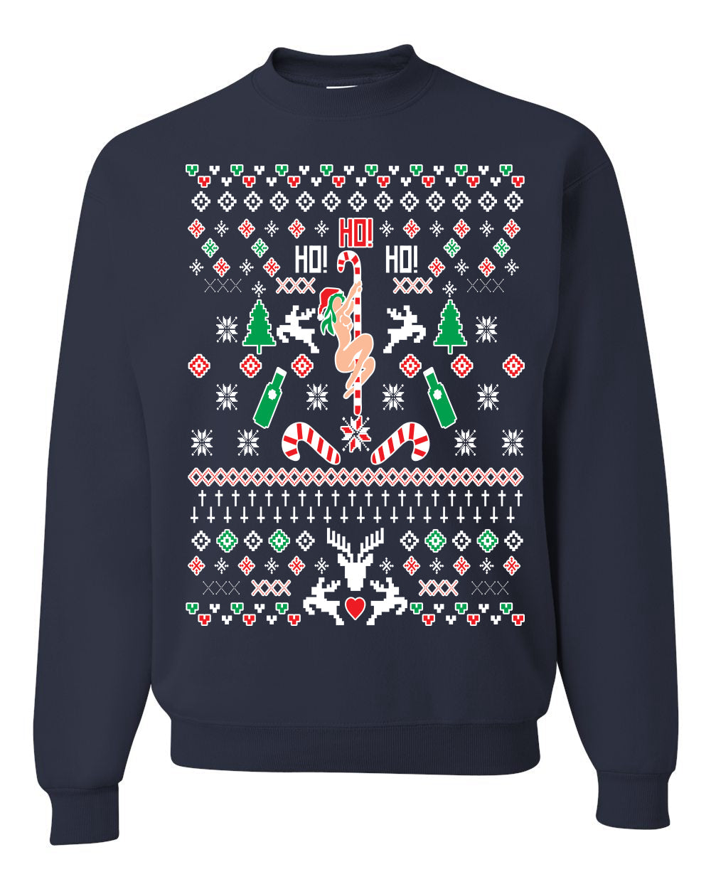 Ho Ho Ho Stripper Christmas Unisex Crewneck Graphic Sweatshirt