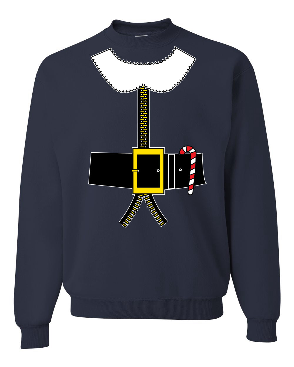 Santa Suit with Beard Belt Candy Cane Christmas Unisex Crewneck Graphic Sweatshirt