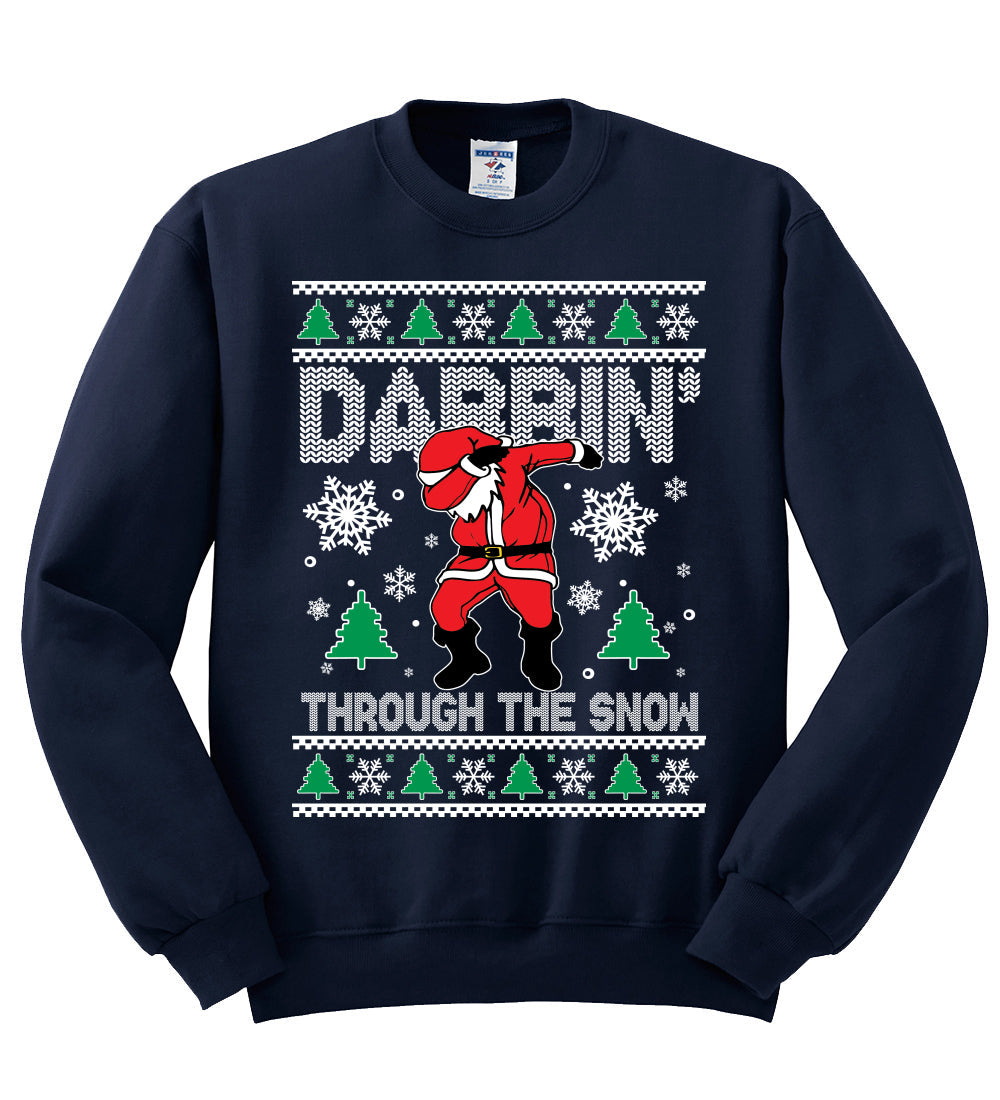 Dabbing Through The Snow Santa Christmas Unisex Crewneck Graphic Sweatshirt