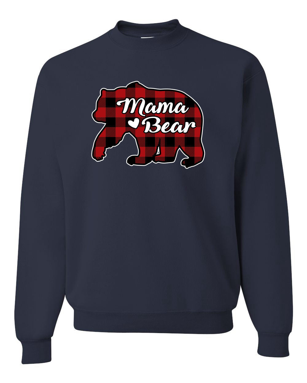 Mama Bear Cool Plaid Matching Design Christmas Unisex Crewneck Graphic Sweatshirt