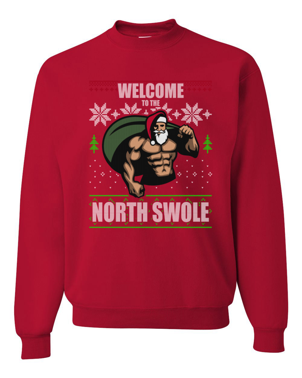 Funny Santa Gym Lifting Welcome to The North Swole Christmas Unisex Crewneck Graphic Sweatshirt