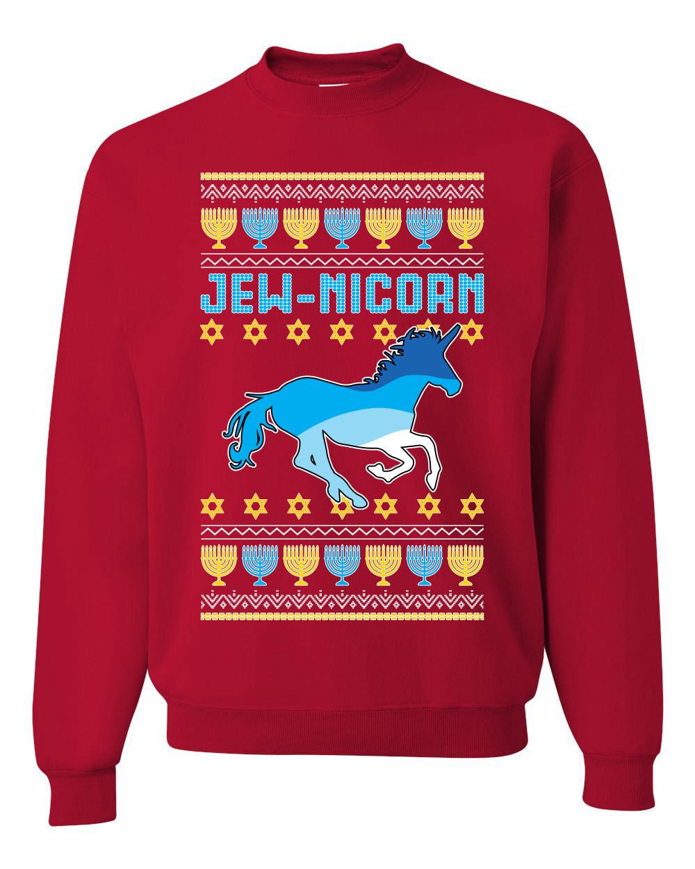 Jewnicorn Jewish Unicorn Funny Hanukkah Hanukkah Unisex Crewneck Graphic Sweatshirt