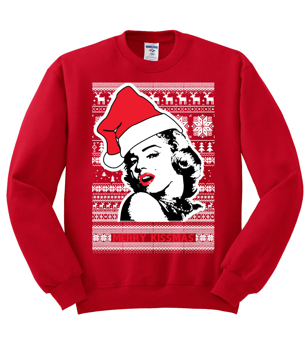 Merry Kissmas Marilyn Monroe Christmas Unisex Crewneck Graphic Sweatshirt