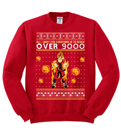 All I Want for Christmas is to Reach Over 9000 Christmas Unisex Crewneck Graphic Sweatshirt