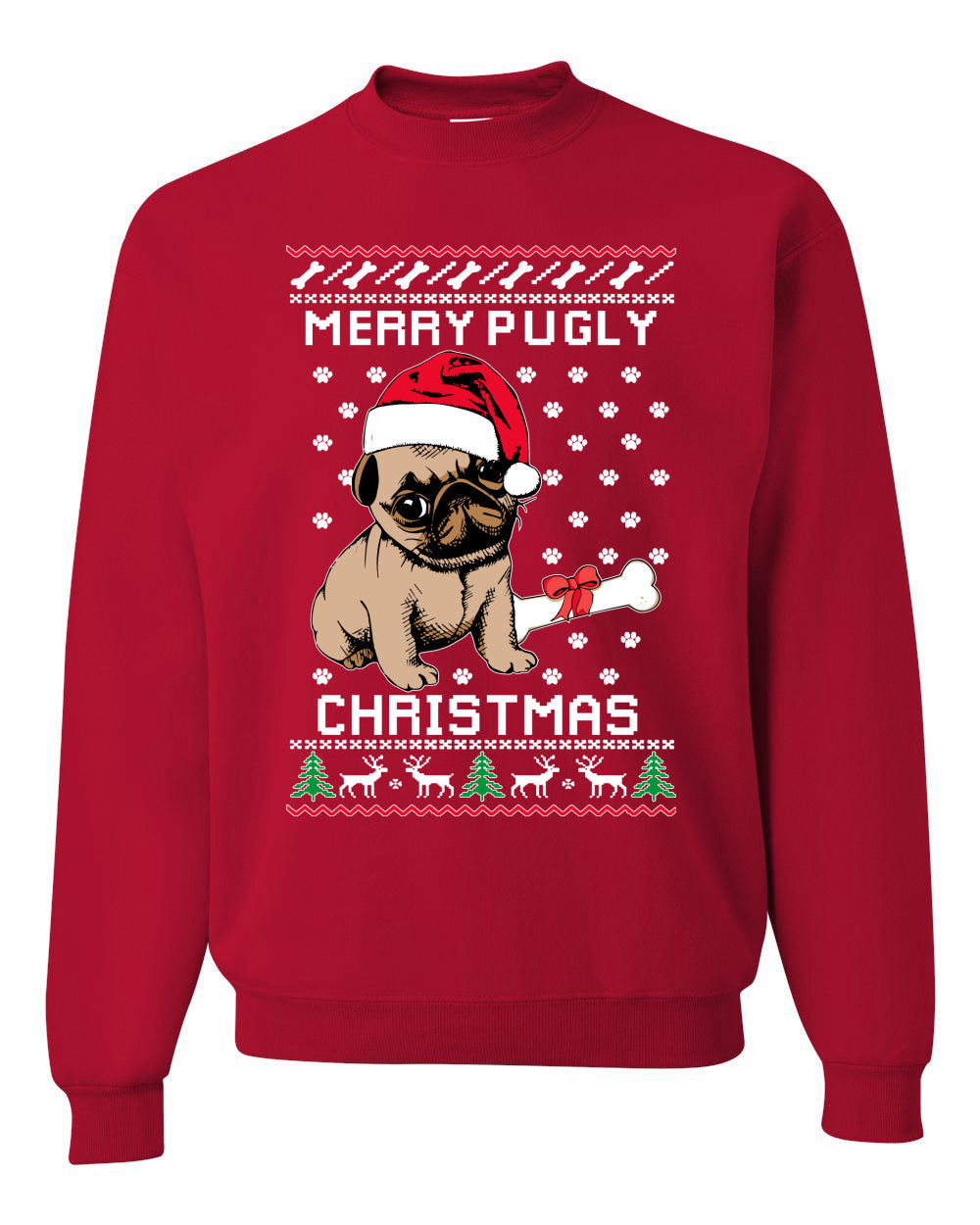 Merry Pugly Christmas Christmas Unisex Crewneck Graphic Sweatshirt