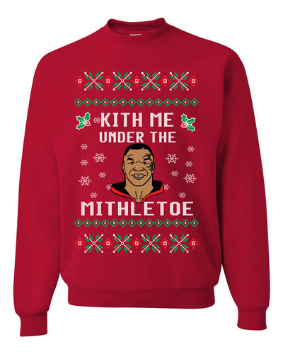 Kith Me Under The Mithletoe Funny Lips Christmas Unisex Crewneck Graphic Sweatshirt
