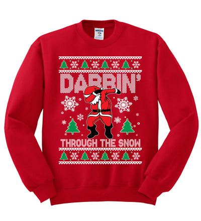Dabbing Through The Snow Santa Christmas Unisex Crewneck Graphic Sweatshirt
