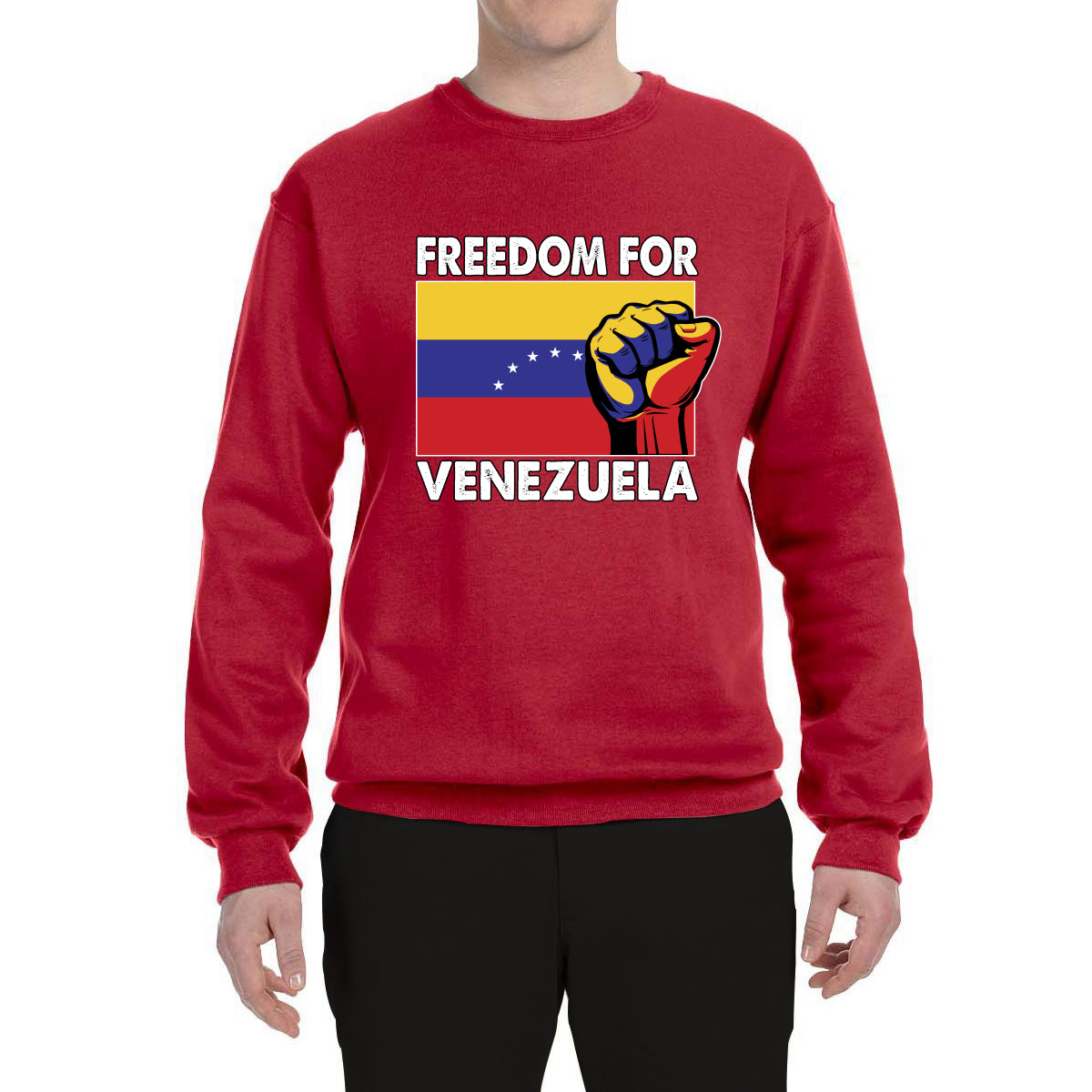 Freedom For Venezuelan Raised Fist Sweater, Unisex Crewneck Sweatshirts