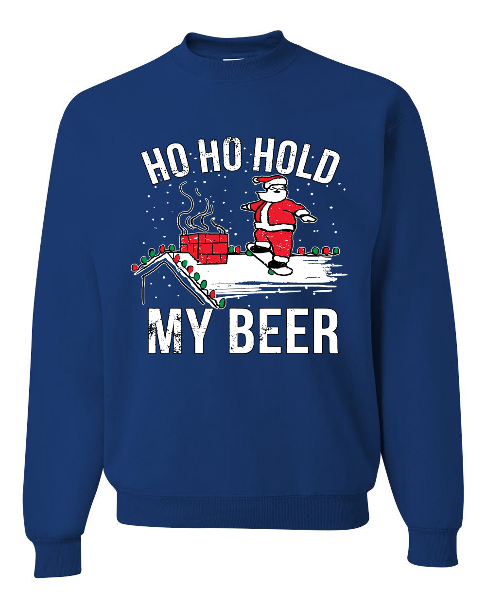 Ho Ho Hold my Beer Skateboarding Santa Ugly Christmas Sweater Christmas Unisex Crewneck Graphic Sweatshirt