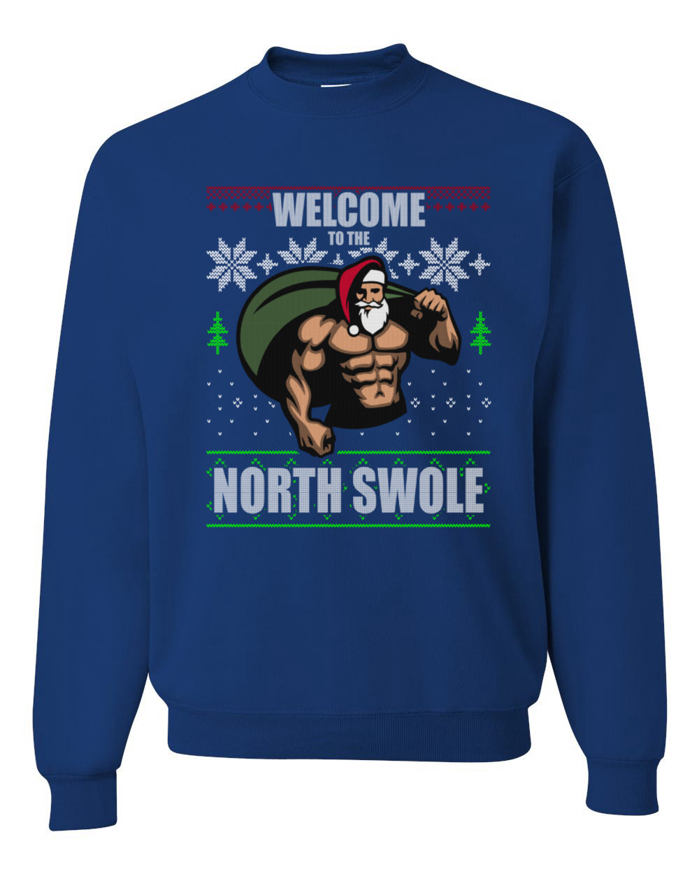 Funny Santa Gym Lifting Welcome to The North Swole Christmas Unisex Crewneck Graphic Sweatshirt