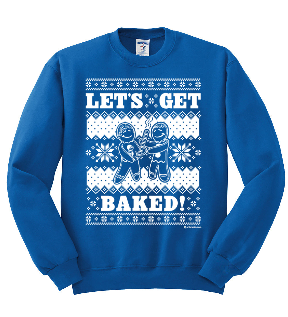 Let's Get Baked Holiday Ginger Bread Design Christmas Unisex Crewneck Graphic Sweatshirt