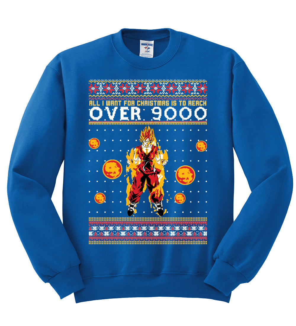 All I Want for Christmas is to Reach Over 9000 Christmas Unisex Crewneck Graphic Sweatshirt
