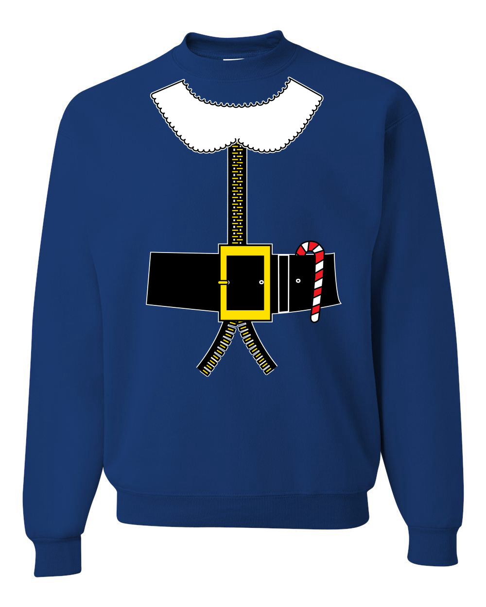 Santa Suit with Beard Belt Candy Cane Christmas Unisex Crewneck Graphic Sweatshirt