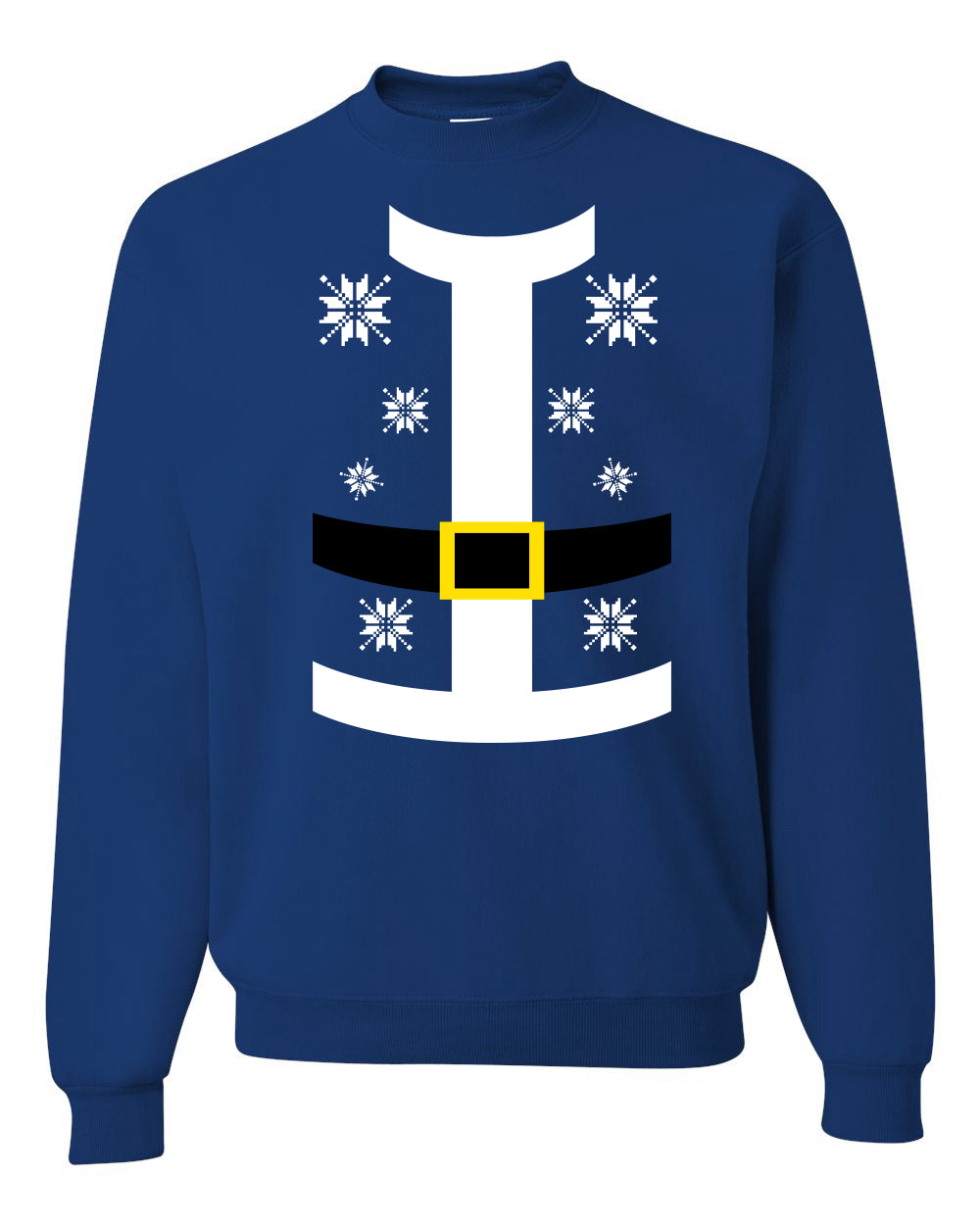 Santa Suit with Belt Snowflakes Christmas Unisex Crewneck Graphic Sweatshirt