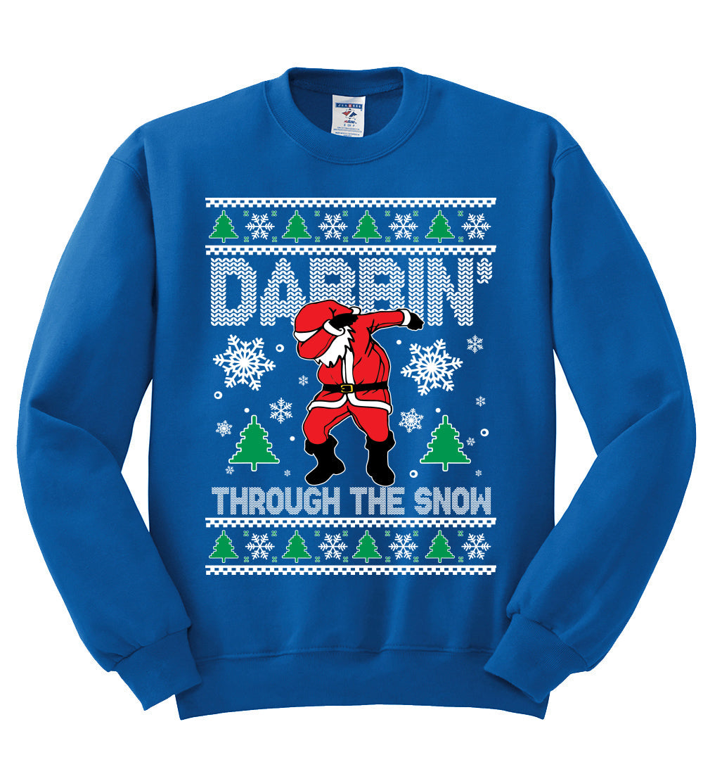 Dabbing Through The Snow Santa Christmas Unisex Crewneck Graphic Sweatshirt