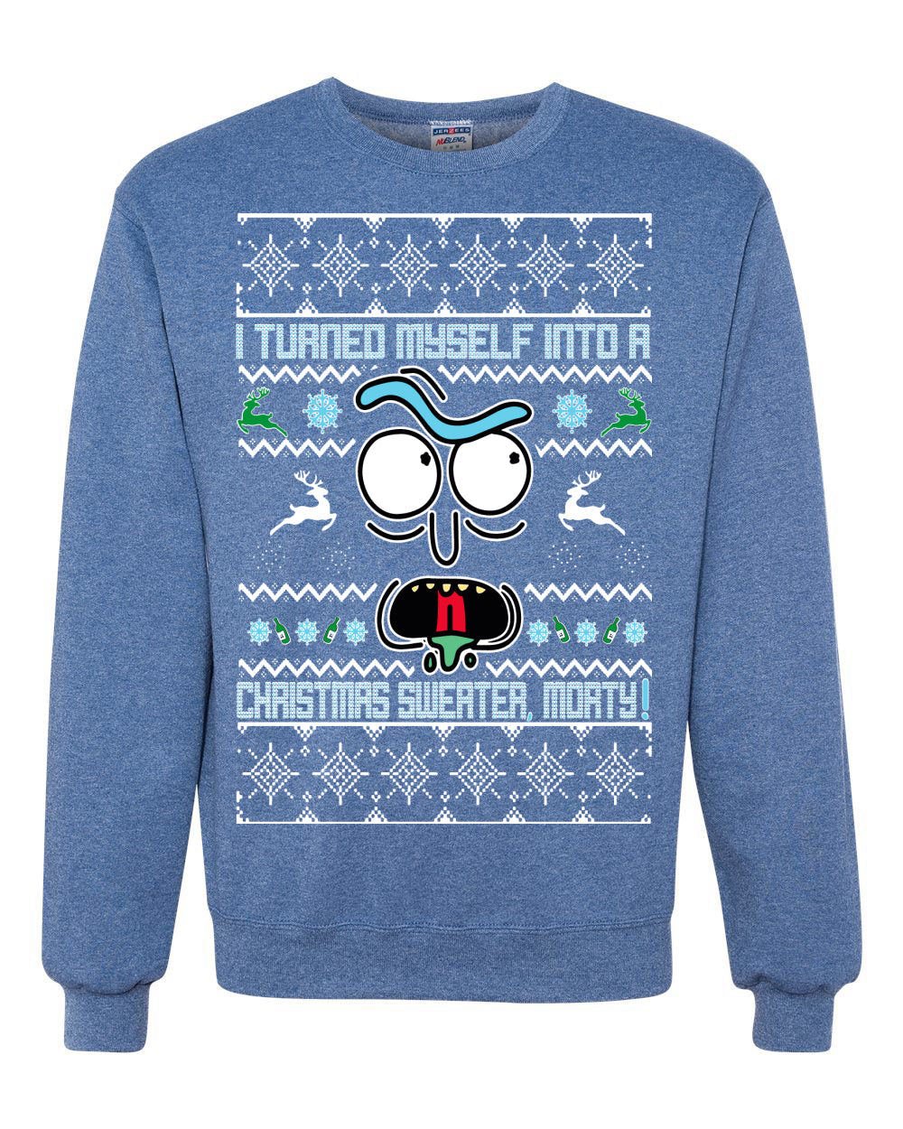 i turned myself into a christmas sweater morty Christmas Unisex Crewneck Graphic Sweatshirt