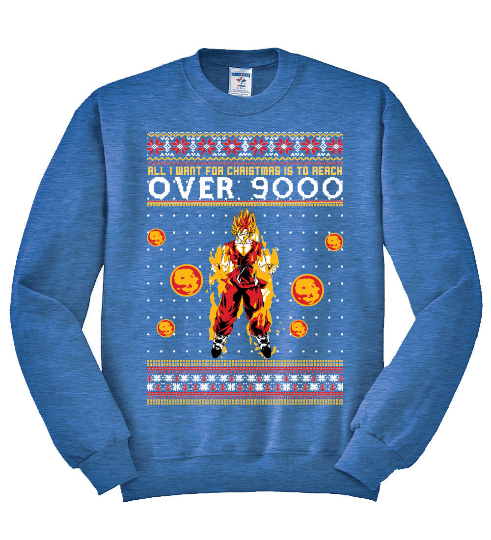 All I Want for Christmas is to Reach Over 9000 Christmas Unisex Crewneck Graphic Sweatshirt