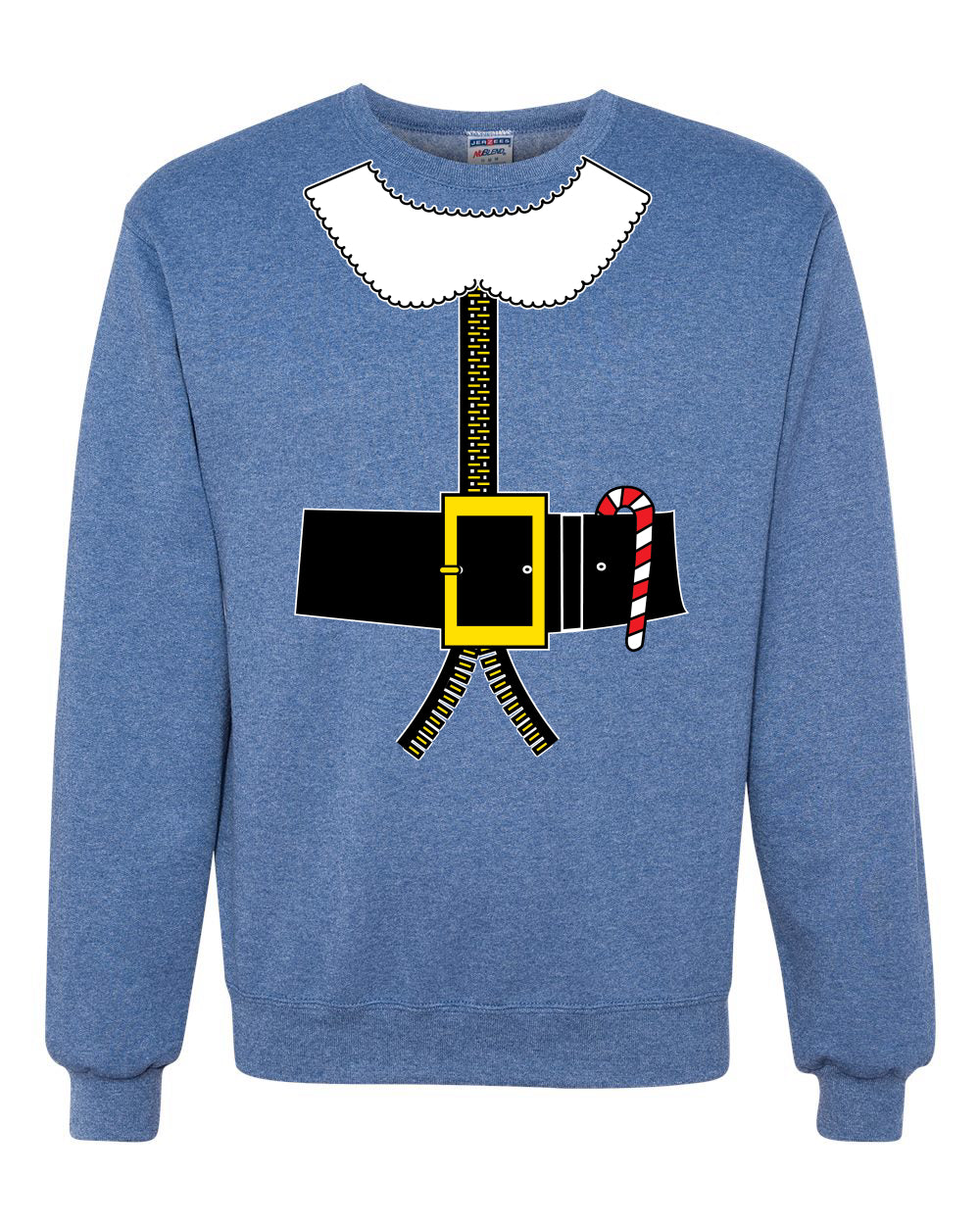 Santa Suit with Beard Belt Candy Cane Christmas Unisex Crewneck Graphic Sweatshirt