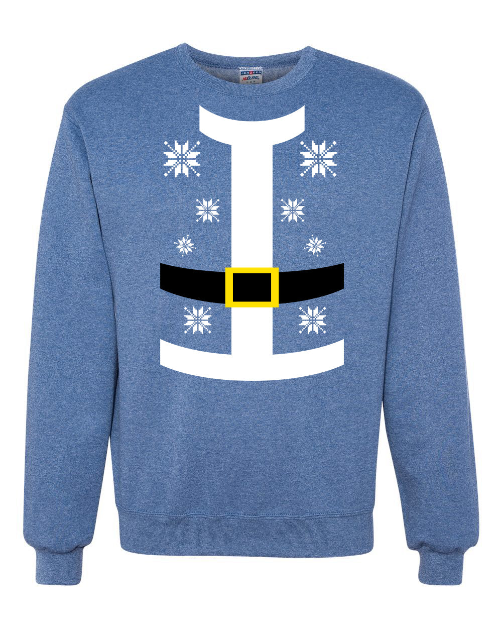 Santa Suit with Belt Snowflakes Christmas Unisex Crewneck Graphic Sweatshirt