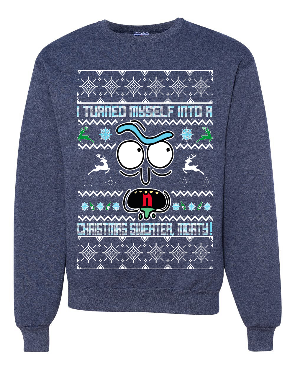 i turned myself into a christmas sweater morty Christmas Unisex Crewneck Graphic Sweatshirt